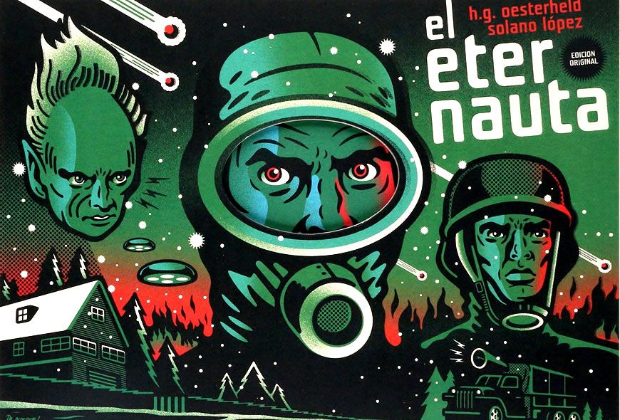 Portada a color del libro El Eternauta